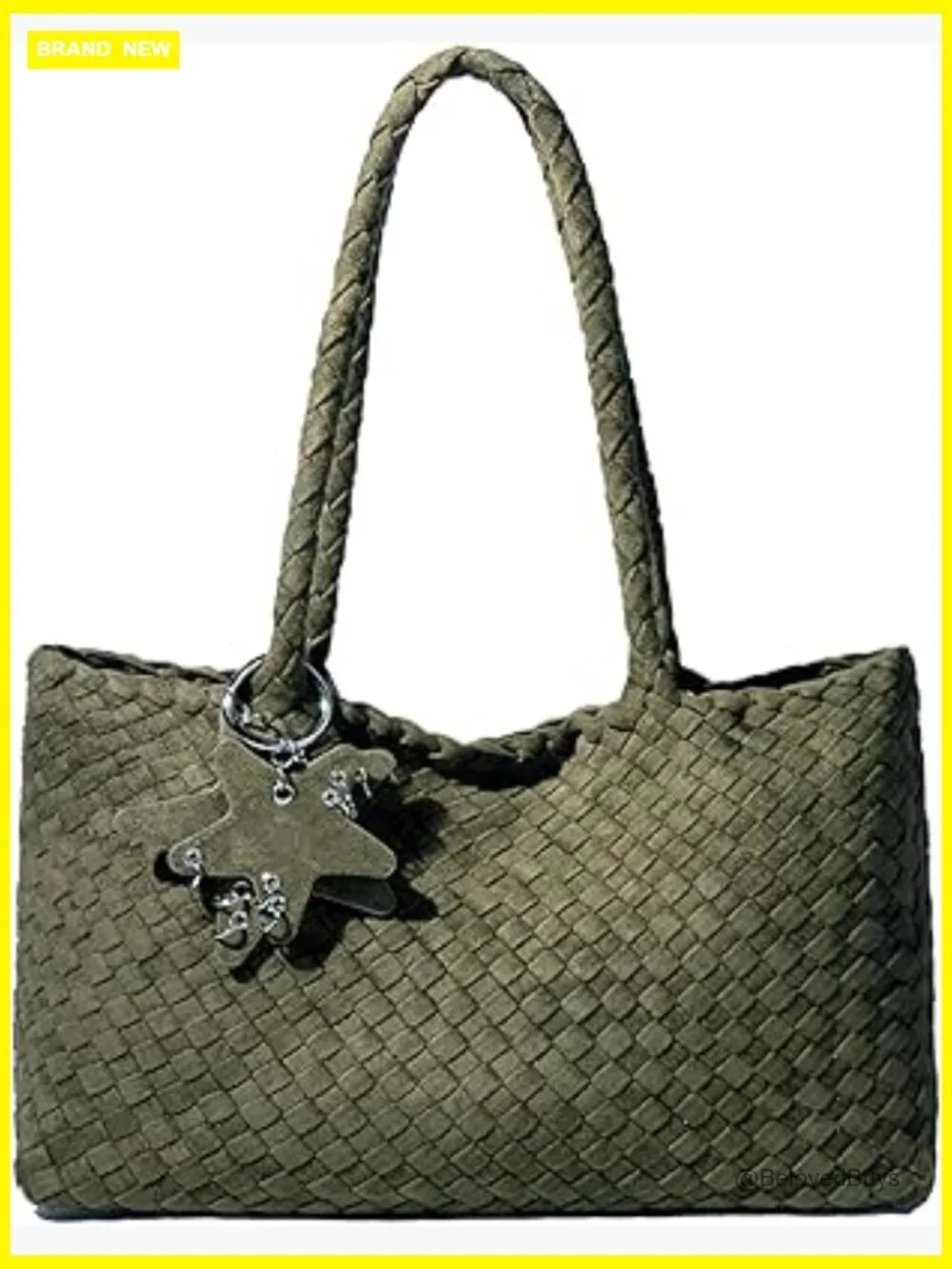 Woven Hobo Bag, Faux Leather Tote Shoulder Bag, Large Capacity, Magnetic